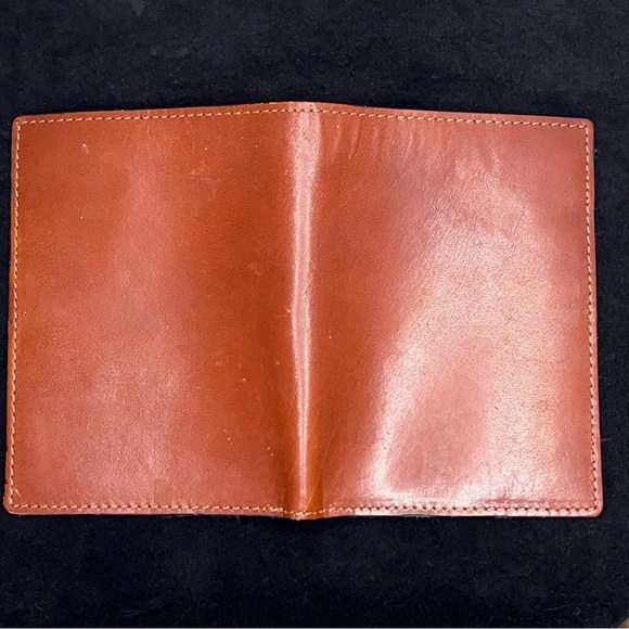 Vintage Tan Brown Italian Leather Folding Wallet Classic Bifold Western - Picture 3 of 11